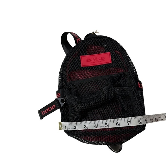 Bebe Manny Small Backpack Women Black & Red Nylon Polyurethane Webbing Bag NWT main image 4